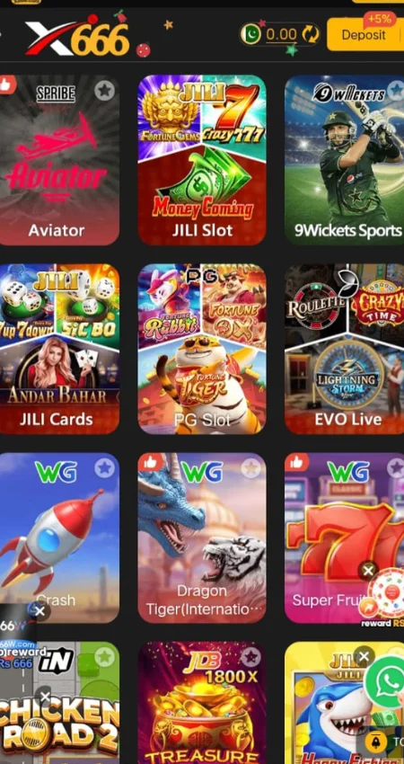 X666 Game- slots pokers and other card games.